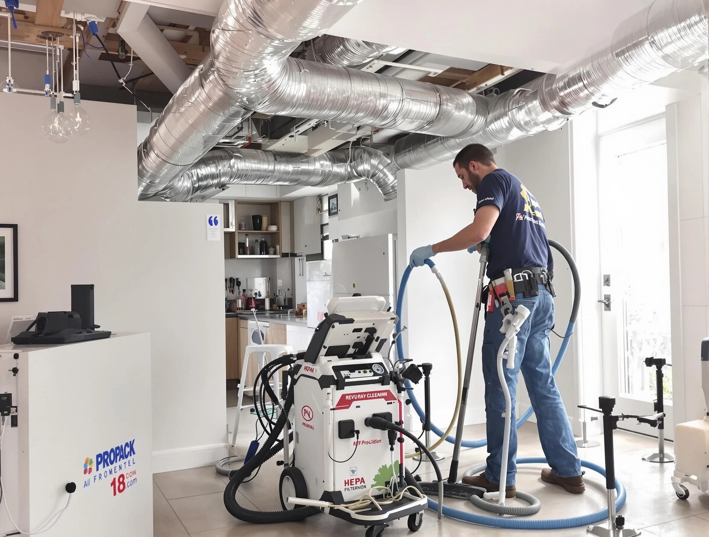 Chelmsford Air Duct Cleaning technician performing advanced pure duct cleaning with specialized equipment in Chelmsford