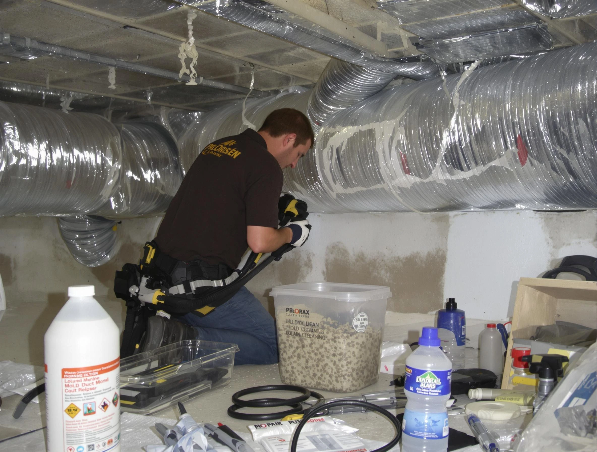 Chelmsford Air Duct Cleaning specialist performing professional mold removal from air ducts in Chelmsford