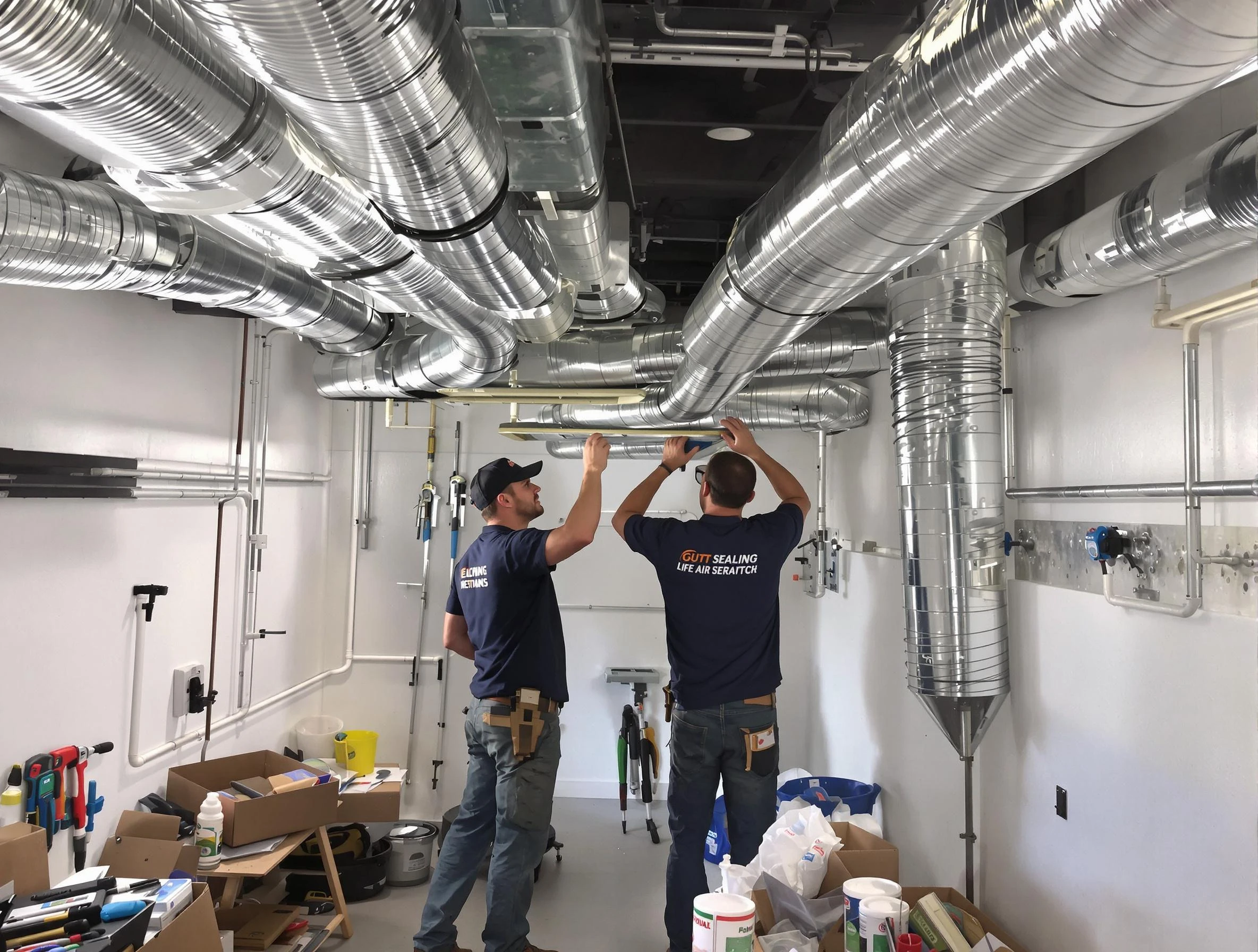 Chelmsford Air Duct Cleaning technician applying professional duct sealing solutions in Chelmsford