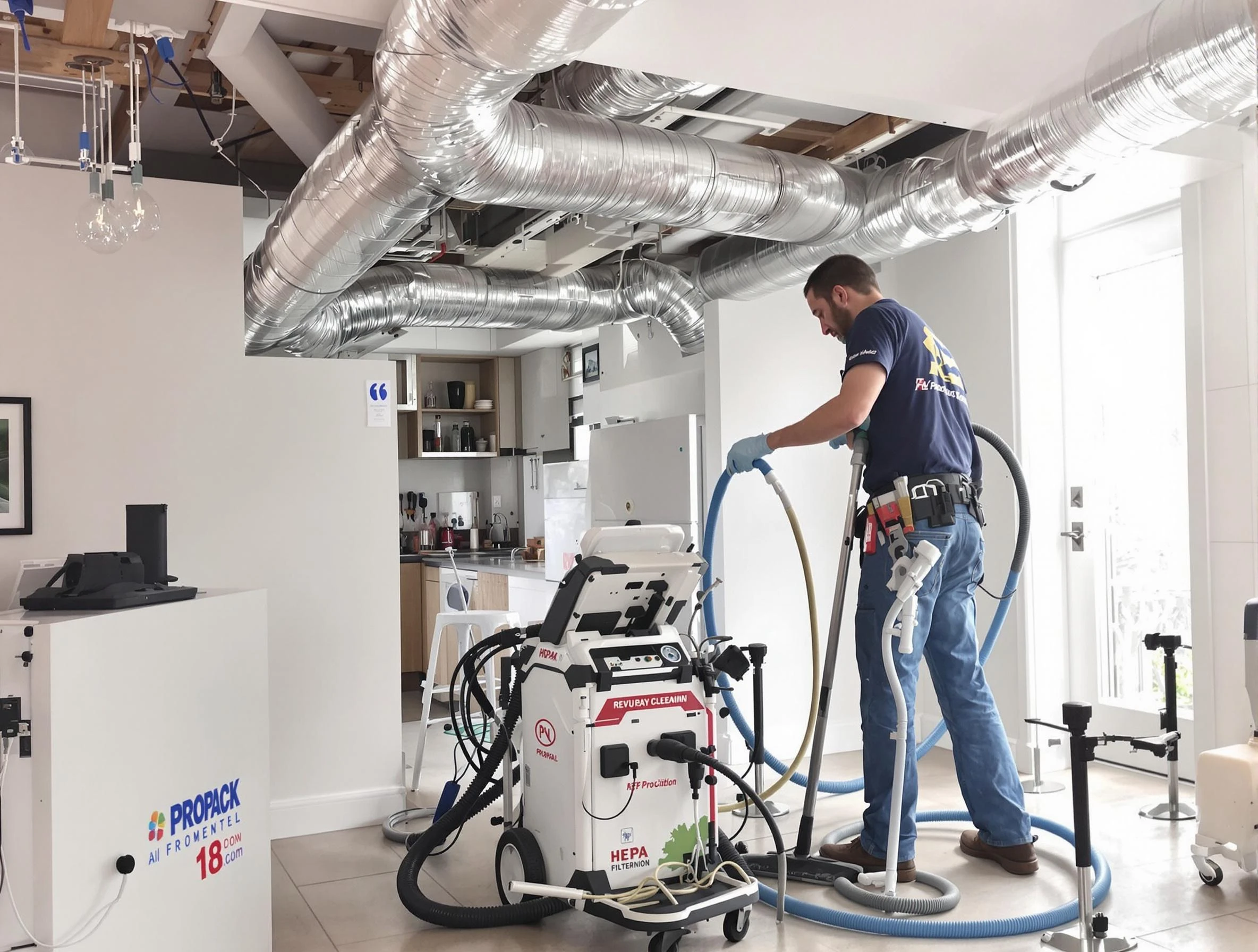 Chelmsford Air Duct Cleaning technician performing advanced pure duct cleaning with specialized equipment in Chelmsford